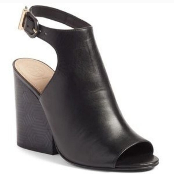 New Tory Burch Black Leather Grove Open Toe Bootie, Size 8.5M - Picture 2 of 14